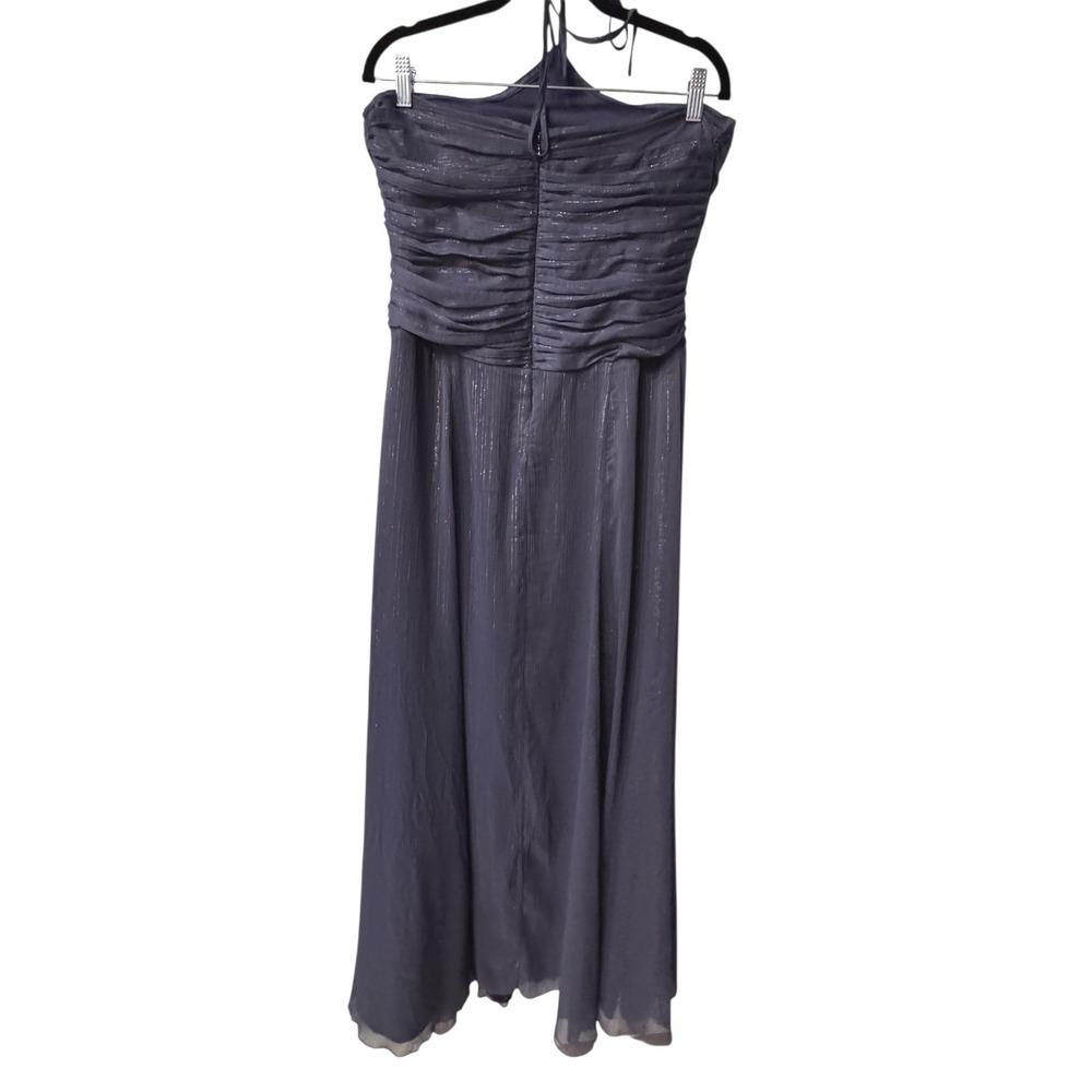 Likely Runa Gown Halter Maxi Size 10 Slate Blue Metallic Shimmer Chiffon (B) - Picture 4 of 12